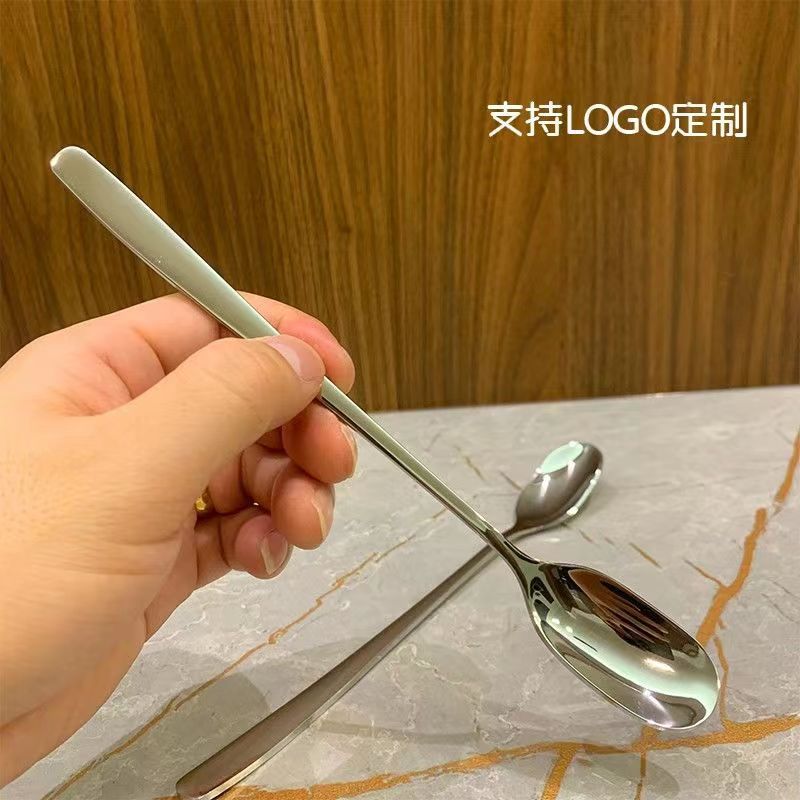Stainless steel spoon, long-handled stirring spoon, honey spoon, ice spoon, coffee spoon, dessert spoon, seasoning spoon, small spoon full figure