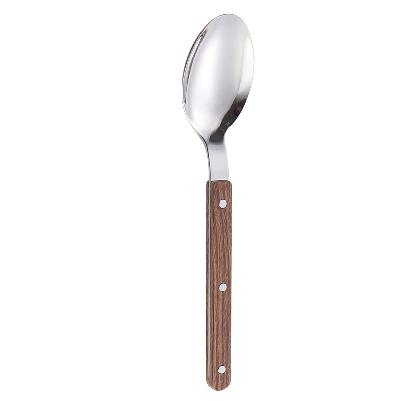 Cross-border stainless steel knives, forks and spoons with rivets and handles, dessert spoons and forks, French steak knives and forks, hotel Western tableware Item Picture