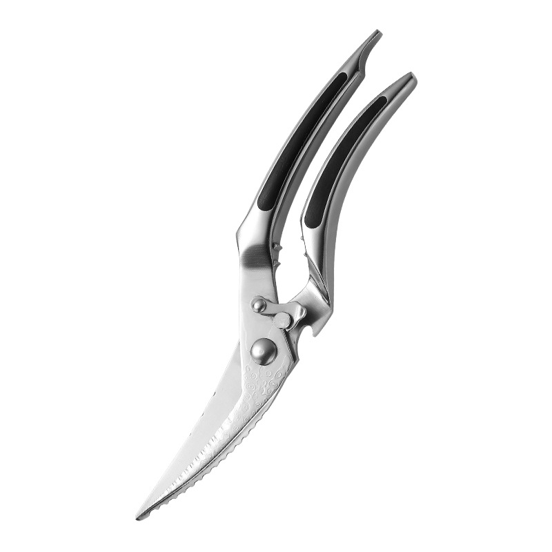 Stainless steel powerful chicken bone scissors, kitchen scissors, multi-functional barbecue scissors, food scissors, household solid Damascus Item Picture