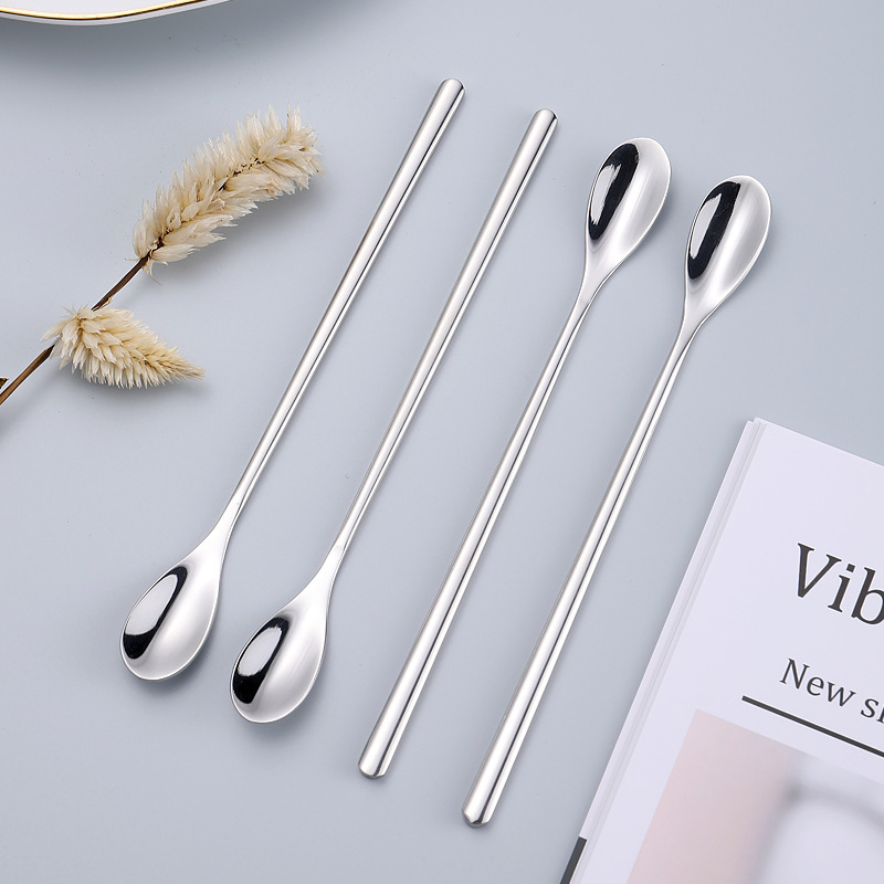 304 stainless steel stirring spoon, creative long-handled melon seed spoon, coffee and honey stirring rod, dessert spoon, ice spoon, water drop spoon details Picture