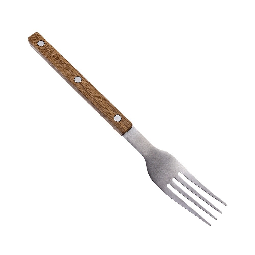 304 stainless steel tableware, titanium purification knife, fork and spoon, rivet, wooden handle, steak knife and fork, Western cuisine knife and spoon gift box set Item Picture