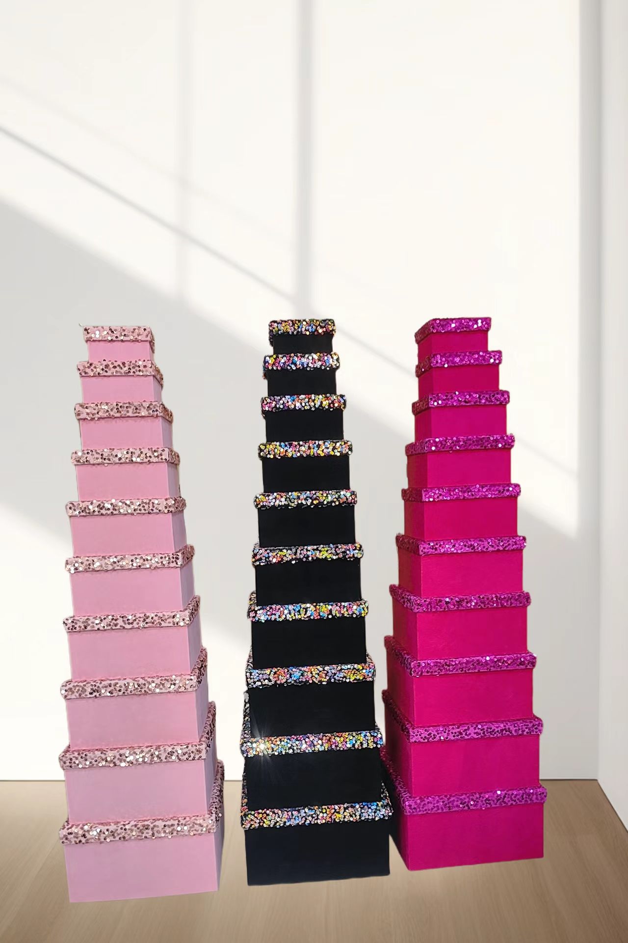 手工制作正方礼品盒10件套彩色翻盖精致高档礼品盒