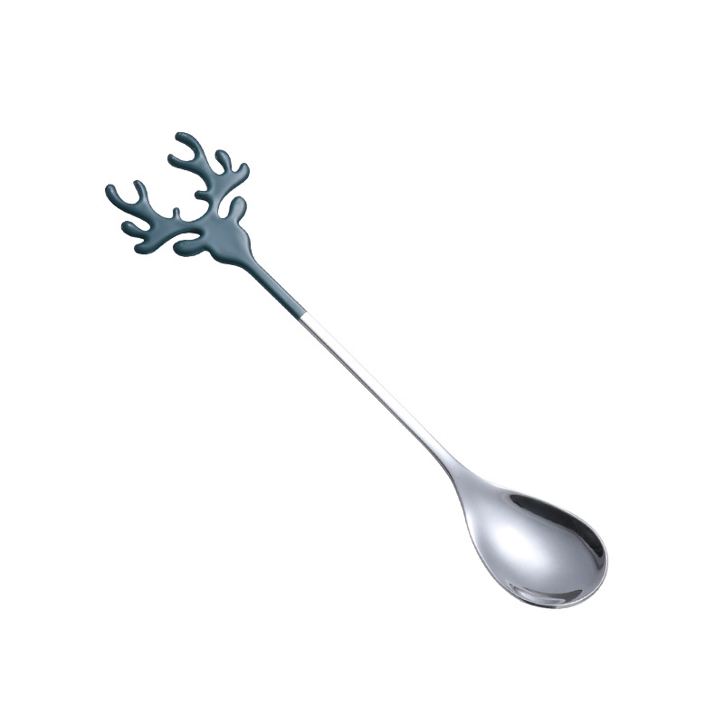 Christmas stainless steel spoon gift tableware set, moose coffee spoon 304, mixing spoon, fun New Year gift Item Picture