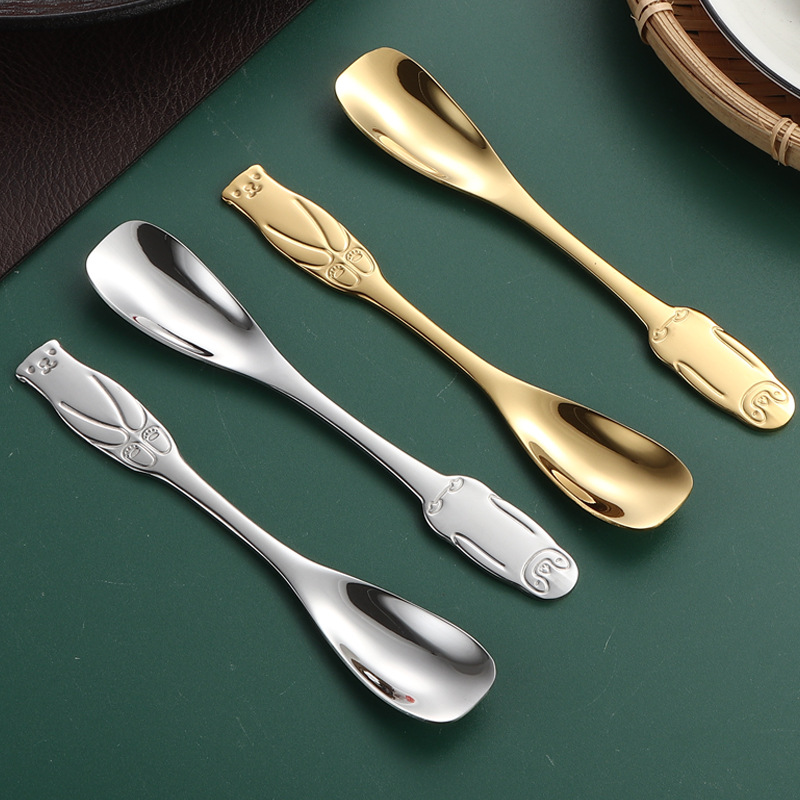 304 stainless steel spoon, creative cartoon penguin coffee spoon, bear ice cream and Popsicle spoon, dessert spoon, children's spoon Specification drawing