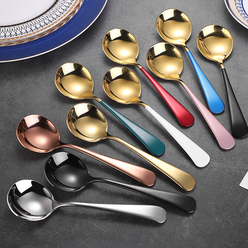 304 stainless steel popular round-head spoon, children's rice spoon, spoon, dessert, bird's nest, lotus root starch spoon, souvenir full figure