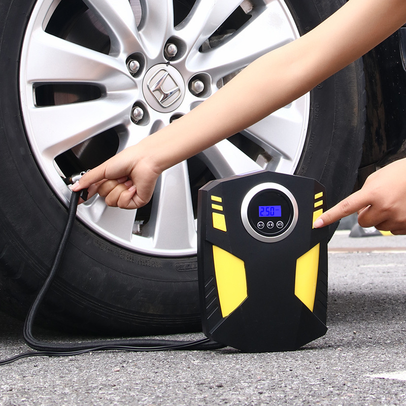 Car vehicle-mounted air pump with light, tire air pump, 12v portable air pump for vehicles, air pump details Picture