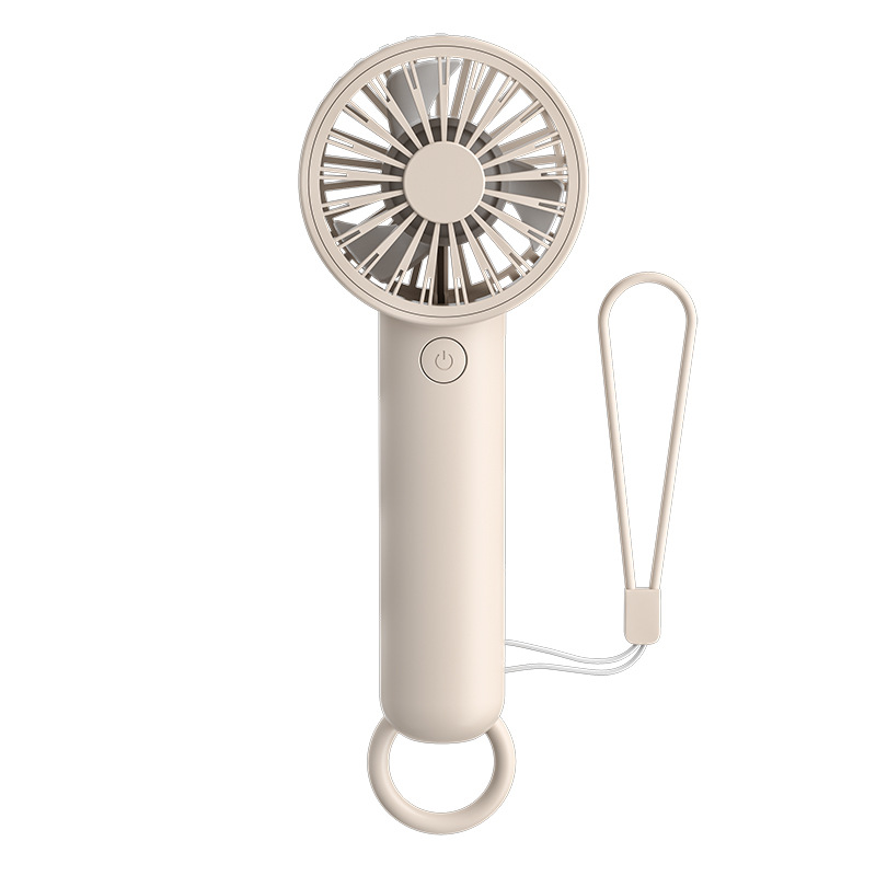 Summer mini handheld fan gift: small fan for outdoor portable climbing, lanyard, hand-held fan in beige