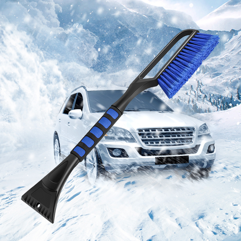Car with cotton handle long-handled snow brush, winter snow and ice scraper, multi-functional ice and snow removal scraper, car snow removal scraper full figure