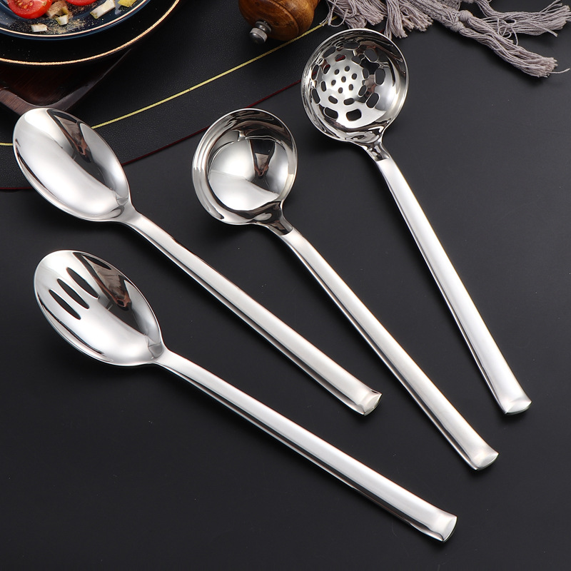 304 stainless steel public spoons, tableware, soup spoons, hotel large service spoons, serving spoons, household long-handled hot pot spoons details Picture