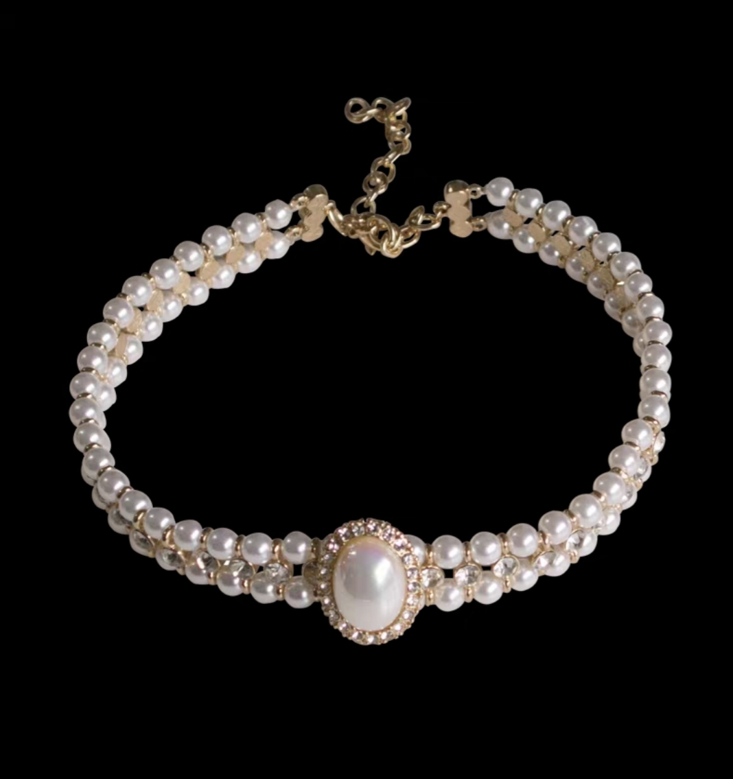 法式复古水钻珍珠项链新娘婚纱颈链旗袍礼服耳环配饰锁骨链产品图