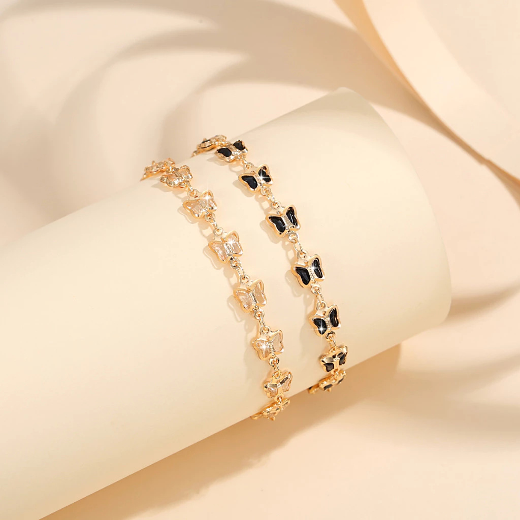 欧美ins风时尚多彩色蝴蝶脚链跨境气质轻奢多巴胺网红脚饰品批发 