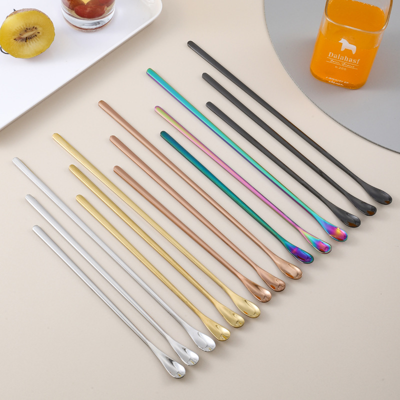 304 stainless steel ice spoon, creative coffee stirring spoon, Korean-style long-handled bar spoon, water drop spoon, cocktail mixing spoon Specification drawing