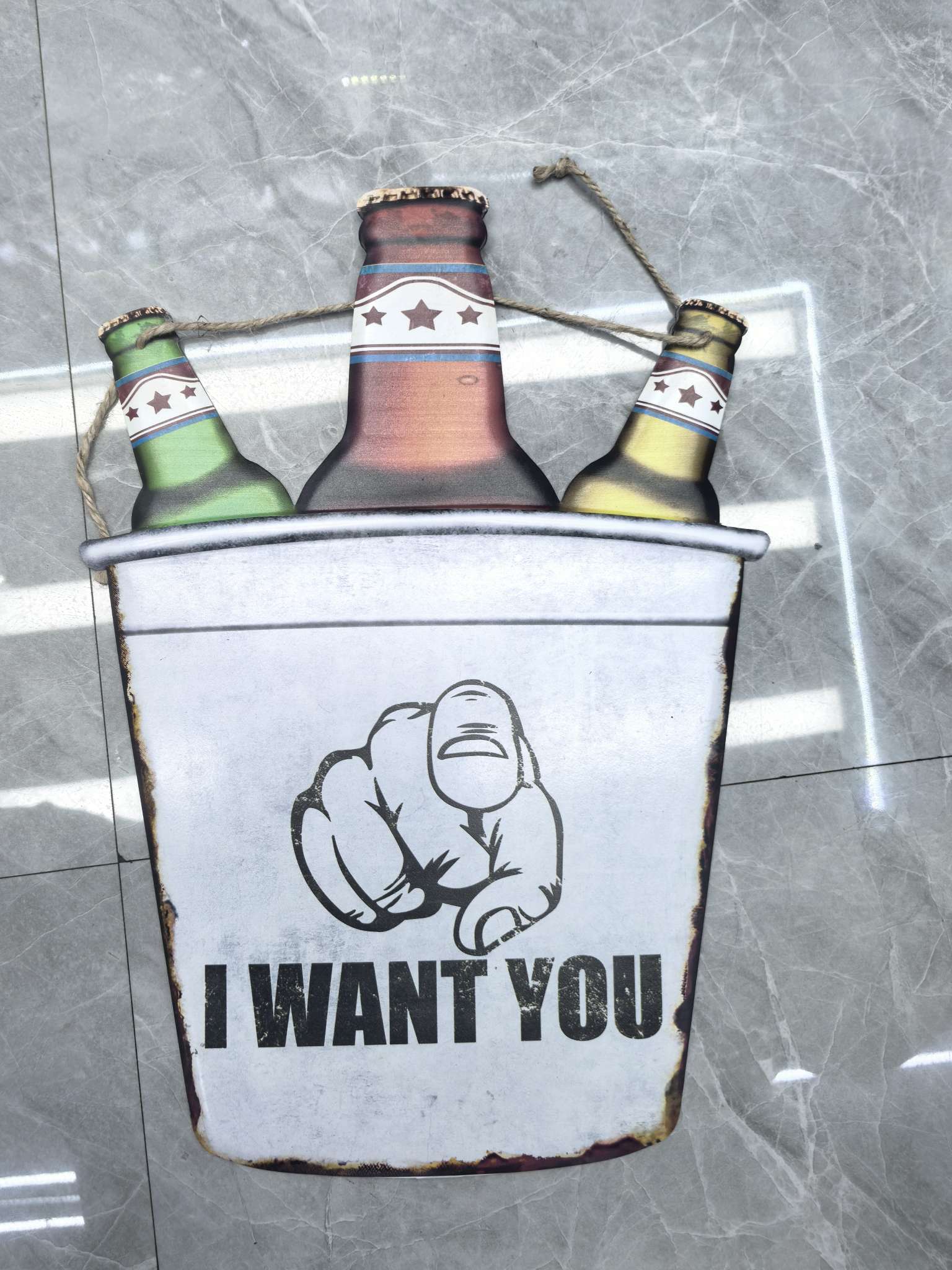 欧美复古冰桶铁皮画