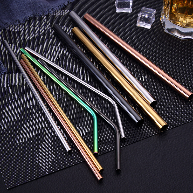Amazon's best-selling 304 stainless steel straws, colored metal straws, beverage and milk tea straws, and eco-friendly straw sets Specification drawing