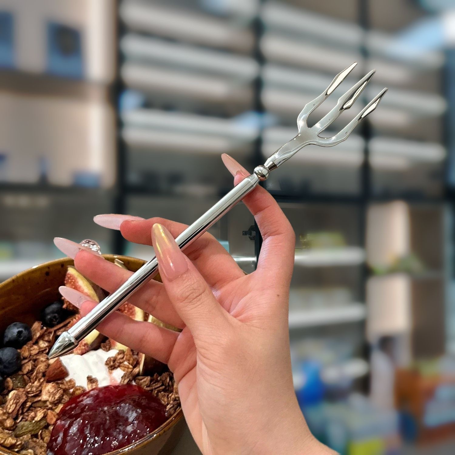 304 stainless steel spoons and forks, creative sea King forks, dinner spoons, salad forks, cross-border Western tableware, main course forks, pasta forks Specification drawing