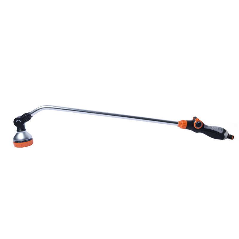 Straight handle, long tube, thumb push, eight-function rubber-coated water gun, garden irrigation, eight-function sprinkler, zinc alloy tail connection Application Scenario