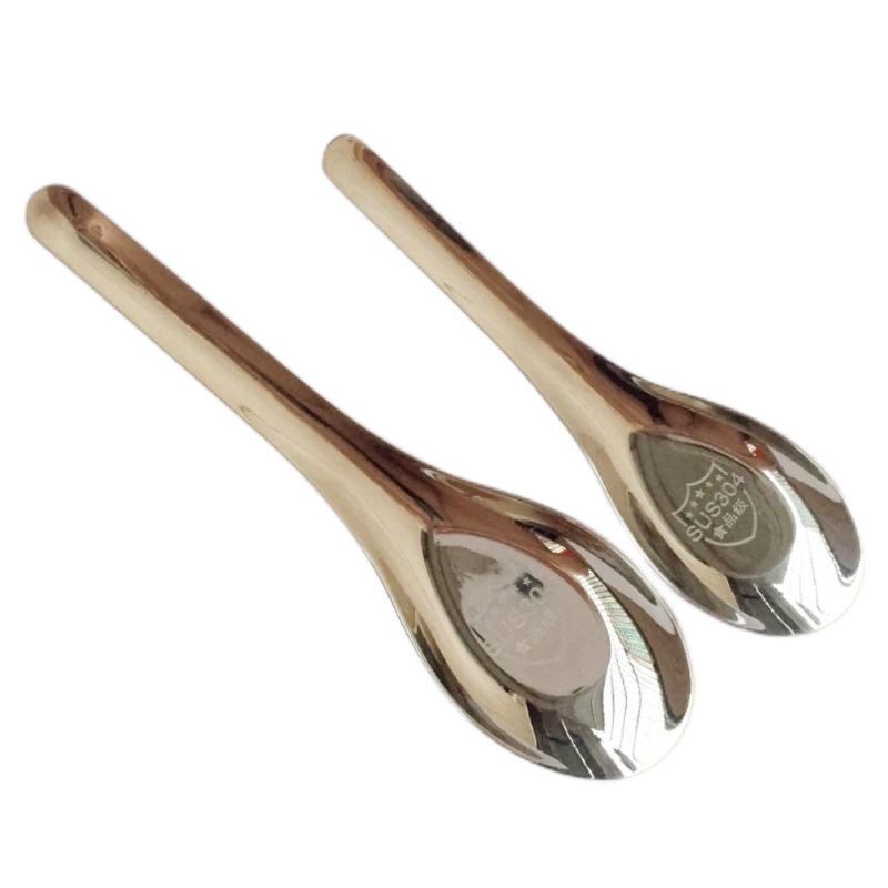 304 stainless steel flat-bottomed spoon, new Chinese-style spoon, household spoon, children's spoon, baby's eating spoon and drinking spoon Item Picture