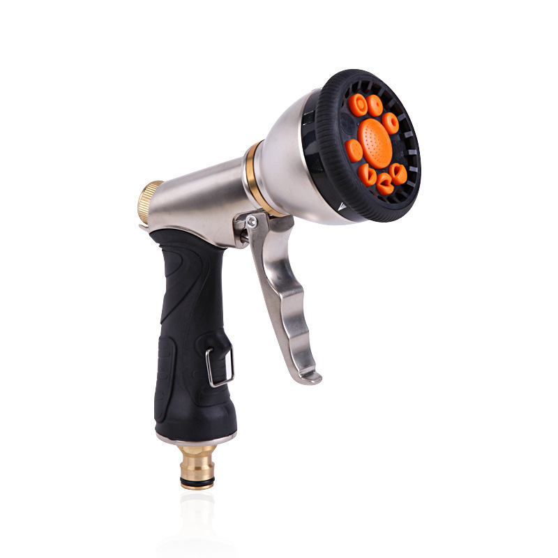 The 9-function front trigger water spray electroplating multi-functional high-pressure water gun, metal gold car wash water gun, is selling well across borders Item Picture