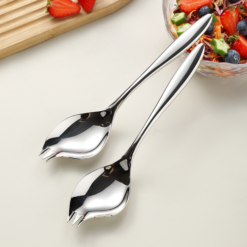 316 stainless steel salad spoon, integrated spoon and fork, pastry spoon, Western pasta fork, instant noodle spoon, fruit fork, salad spoon Application Scenario