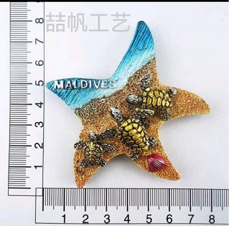 The Maldives beach seafood series features creative and personalized resin magnets, fridge magnets, starfish, conches, turtles, slippers, dolphins, shells, and a wide variety of travel souvenirs detail image 4