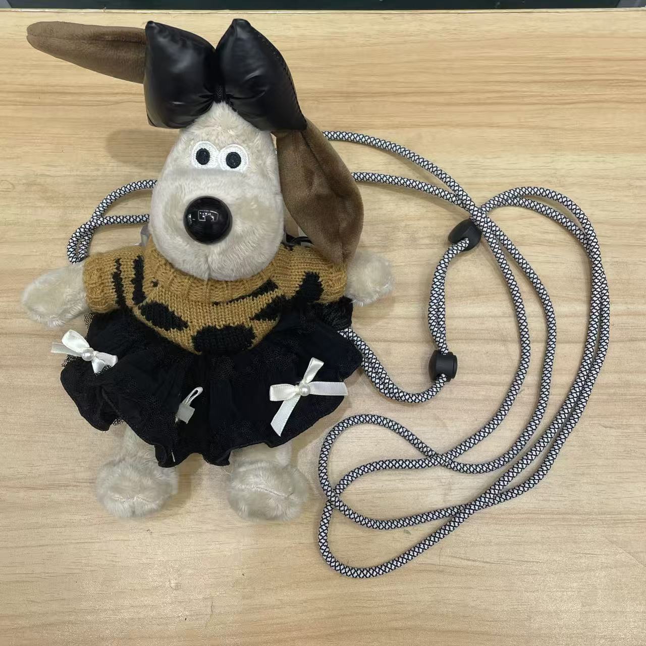 Cute Boss Dog mobile phone back clip lanyard crossbody puppy doll cartoon chain crossbody plush doll pendant 2025 new style trendy toy detail image 3