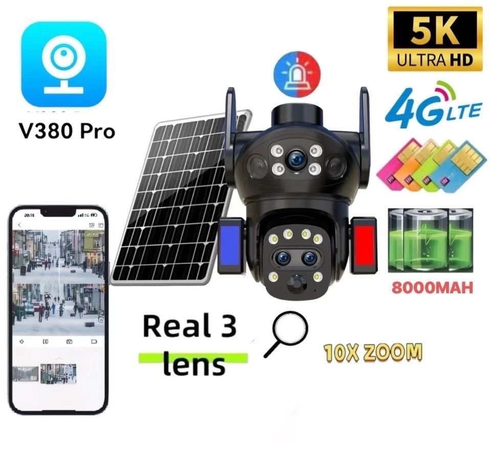 The solar-powered camera V380PRO is used for remote, high-definition and intelligent monitoring