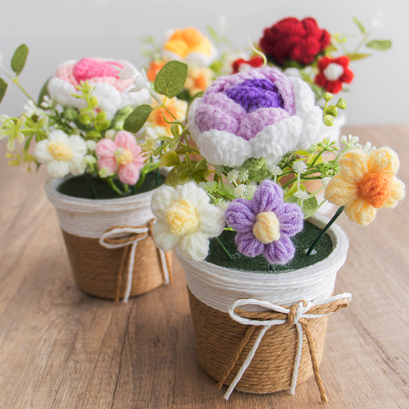 毛线/钩织/钩织成品/泡芙花/给老师的教师节礼物产品图