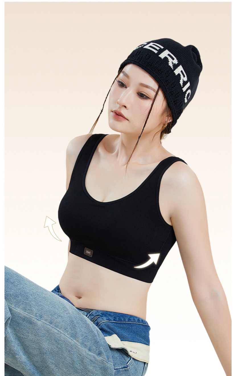 Naked ammonia seamless sports vest for autumn and winter, new comfortable one-piece fixed cup vest, U-shaped ventilation hole base vest details Picture