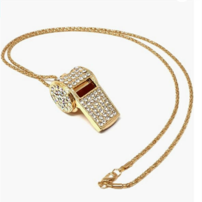 Exquisite water diamond double-layer whistle keychain, metal crystal whistle, car pendant keychain, small gift in stock, transparent clothes keychain, plush keychain, key, car keychain, keychain details Picture