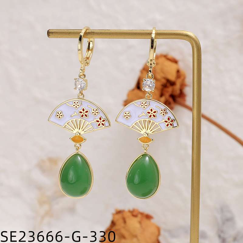 时尚气质长款耳坠女饰品镶嵌锆石贝珠耳钩耳环项链套装