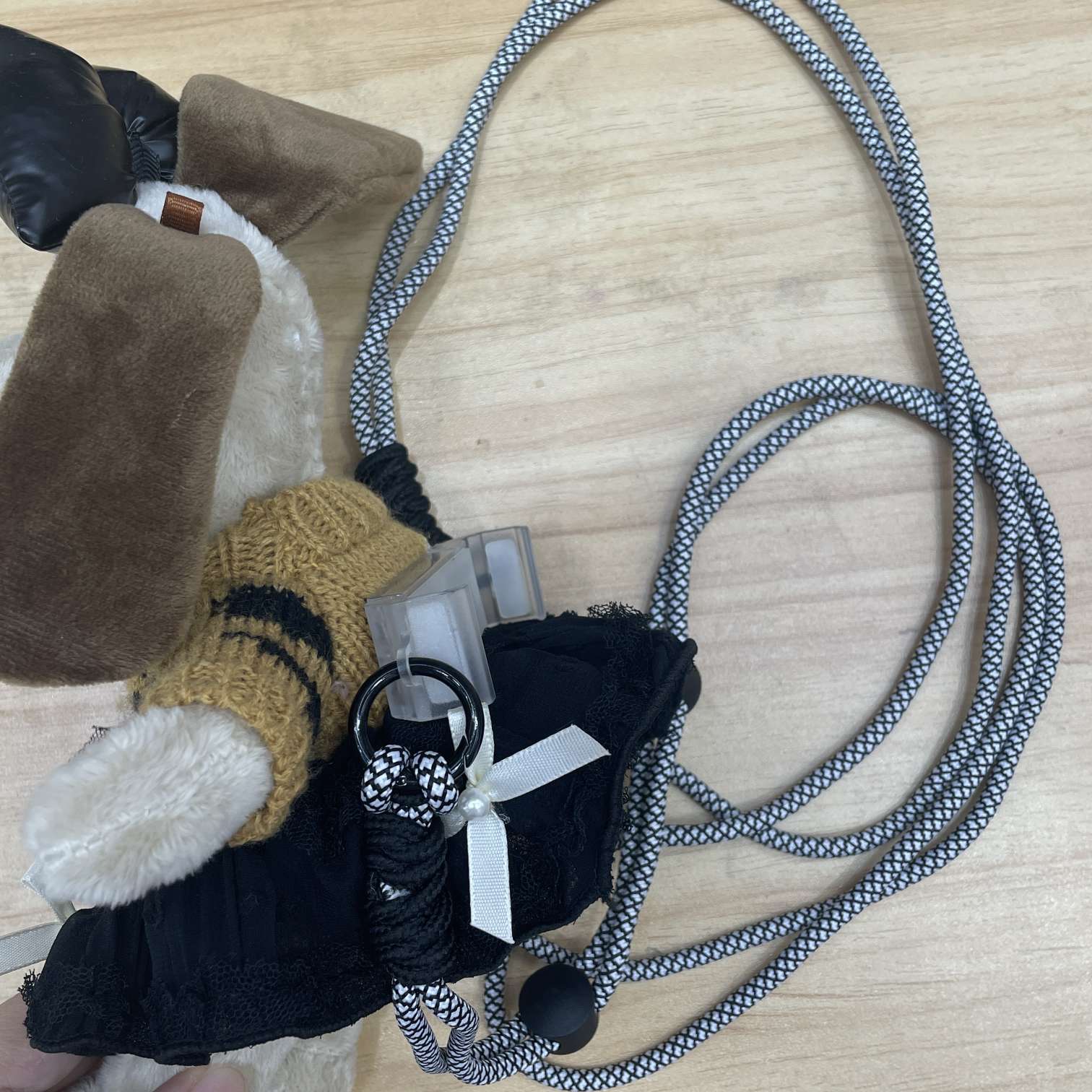 Cute Boss Dog mobile phone back clip lanyard crossbody puppy doll cartoon chain crossbody plush doll pendant 2025 new style trendy toy detail image 2