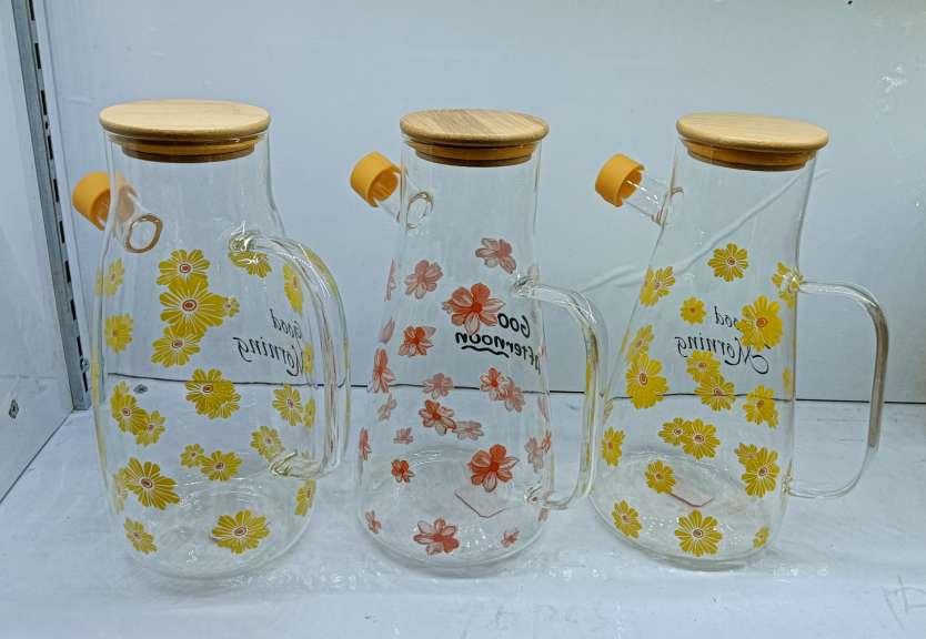 高硼硅玻璃油壶粉花黄花油壶玻璃油壶居家日用品厨房用品详情图4