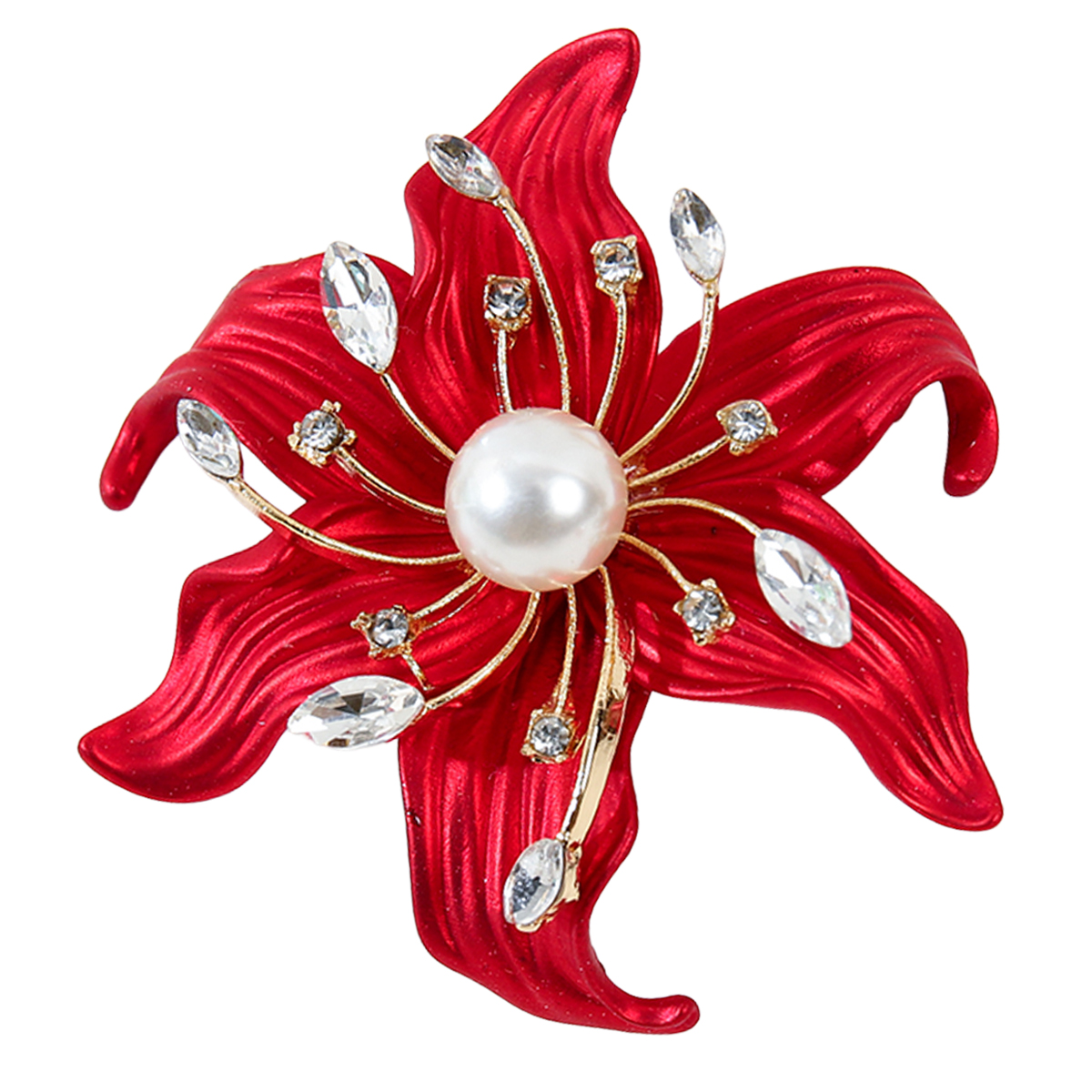 国风大红花卉胸针精致喷漆手工彩绘明制复古宫廷风高档别针饰品胸针胸花brooch and pins for women胸针