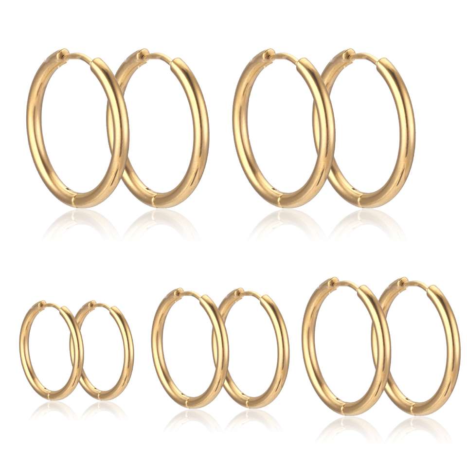 Stainless steel ear rims with a sense of design, Korean ins cold style earrings, simple circle style, light luxury and unique ear buckle decoration Specification image