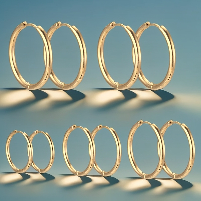 Stainless steel ear rims with a sense of design, Korean ins cold style earrings, simple circle style, light luxury and unique ear buckle decoration details Picture