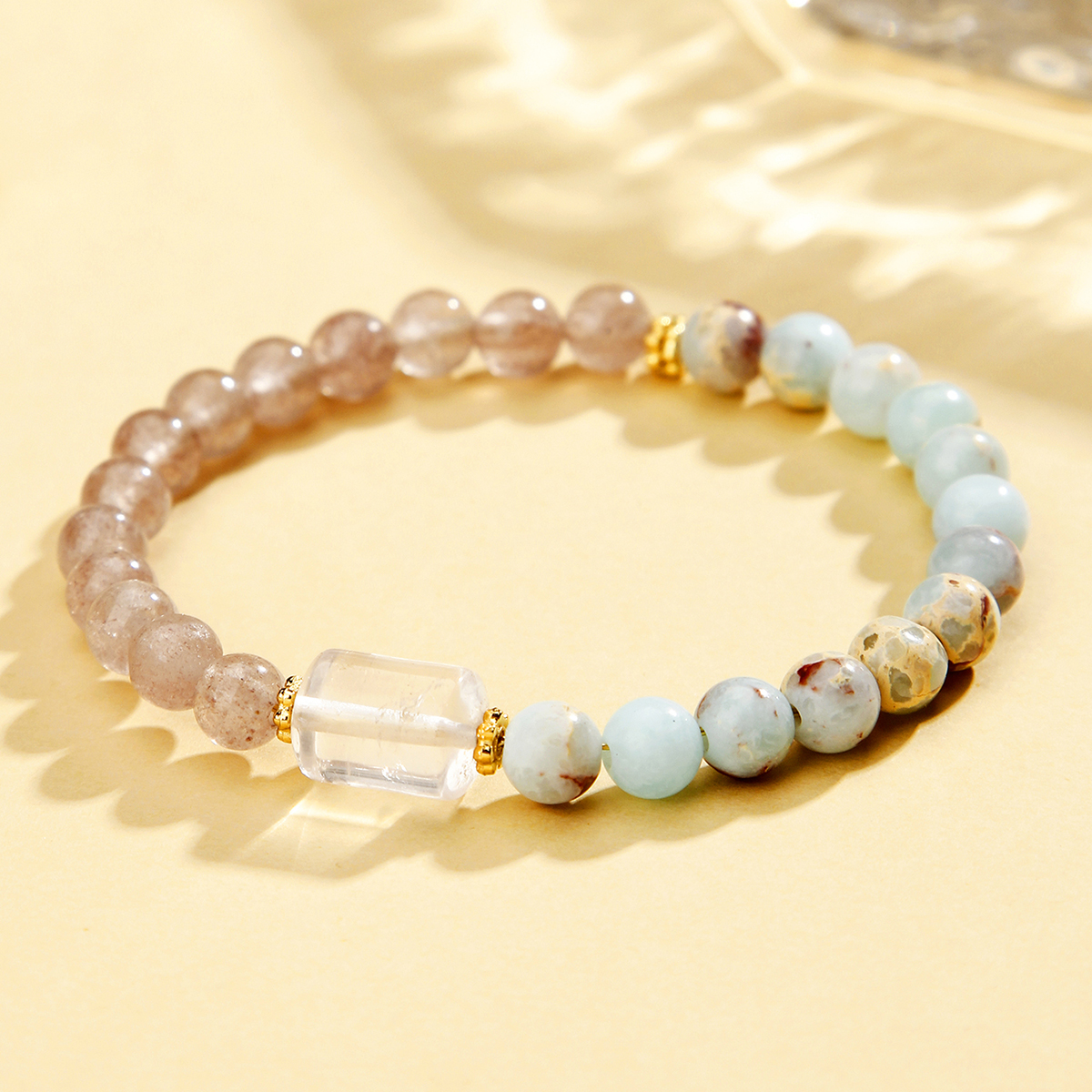 天然草莓晶寿山石手串国潮中式简约手串产品图