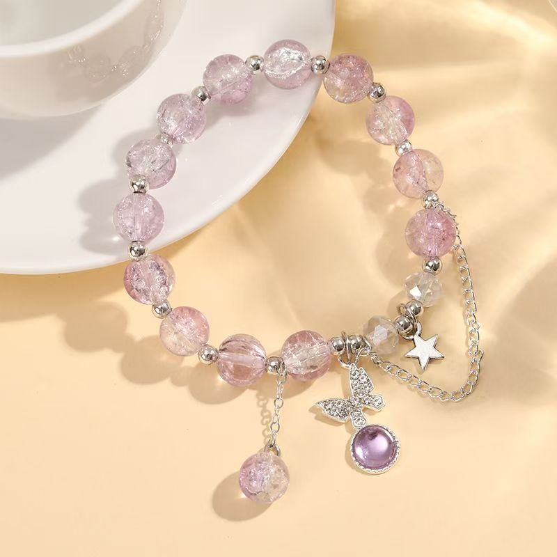Butterfly glass crystal bracelet, cultural and creative jewelry, fashionable bracelet, simple and versatile gift for men and women Specification image