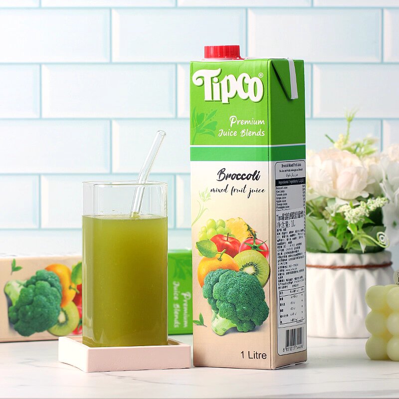 Wholesale free shipping of Thai imported snack foods, fruit juices, snacks, Thai Bao, Thai Bao broccoli complex fruit and vegetable beverage 1L details Picture