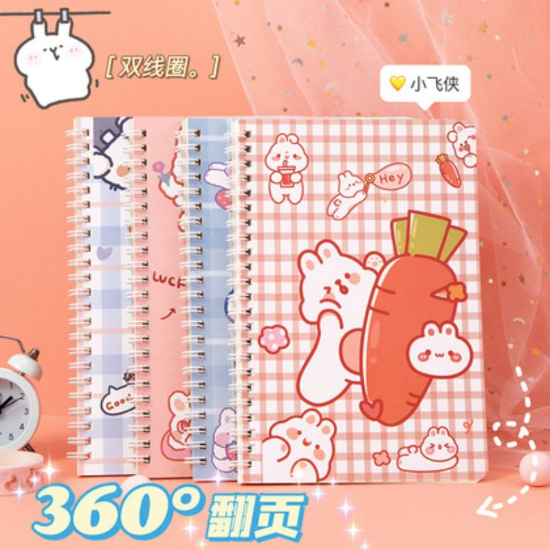 卡通线圈本 学生日记本记事本 A5创意韩版侧翻线圈笔记本