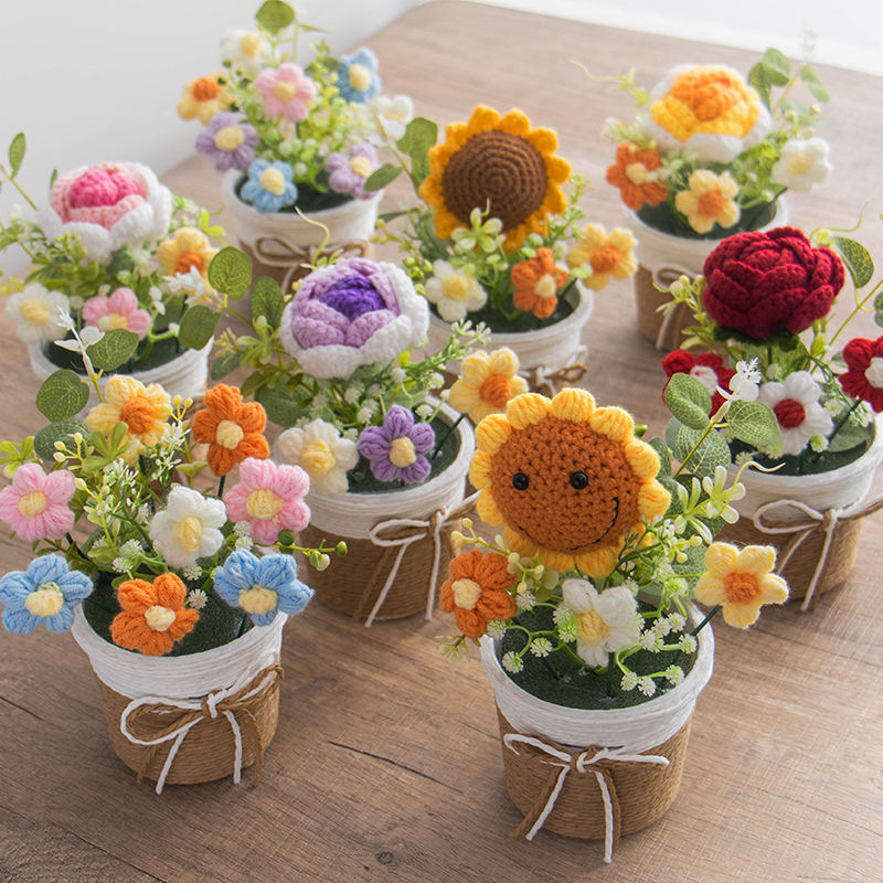 毛线/钩织/钩织成品/泡芙花/给老师的教师节礼物细节图