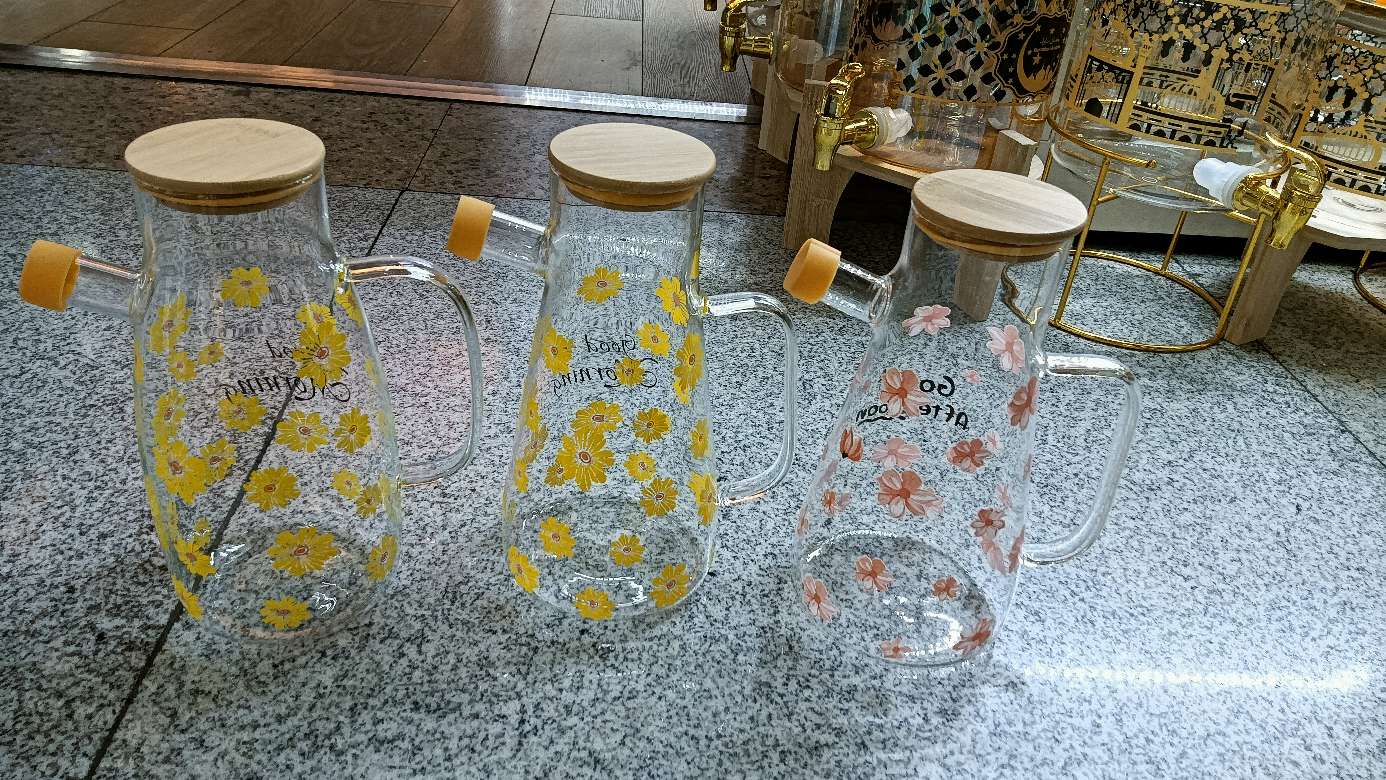 高硼硅玻璃油壶粉花黄花油壶玻璃油壶居家日用品厨房用品详情图5