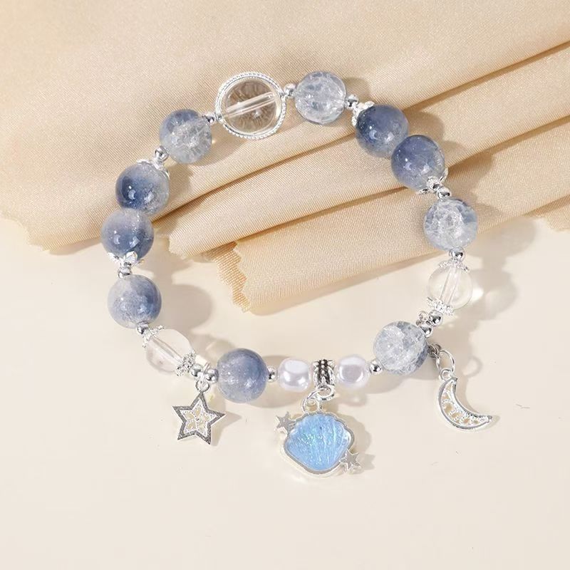 Star and Moon Crystal bracelet, cultural and creative jewelry, couple and men's styles, fashionable and versatile, natural style cultural and creative products, elastic bracelet, convenient to wear and take off detail image 2