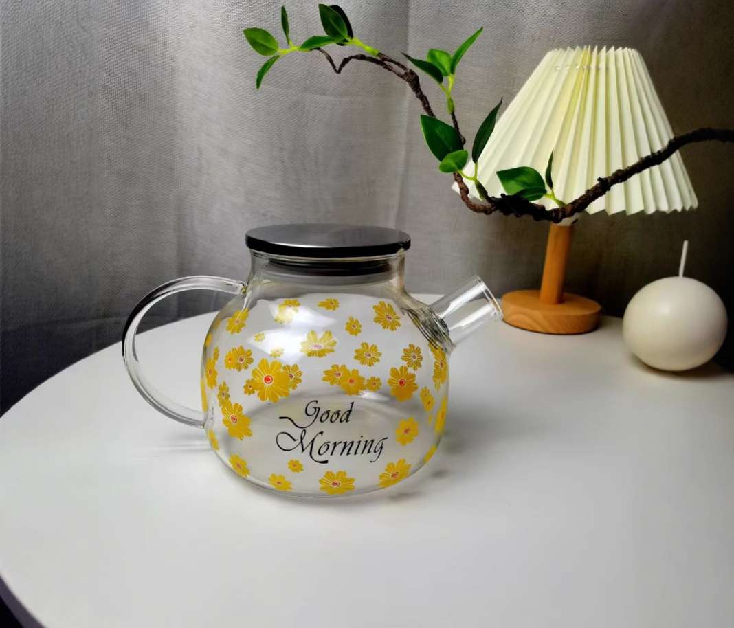 大容量高硼硅凉水壶果汁牛奶咖啡壶粉花壶小雏菊凉水果汁壶