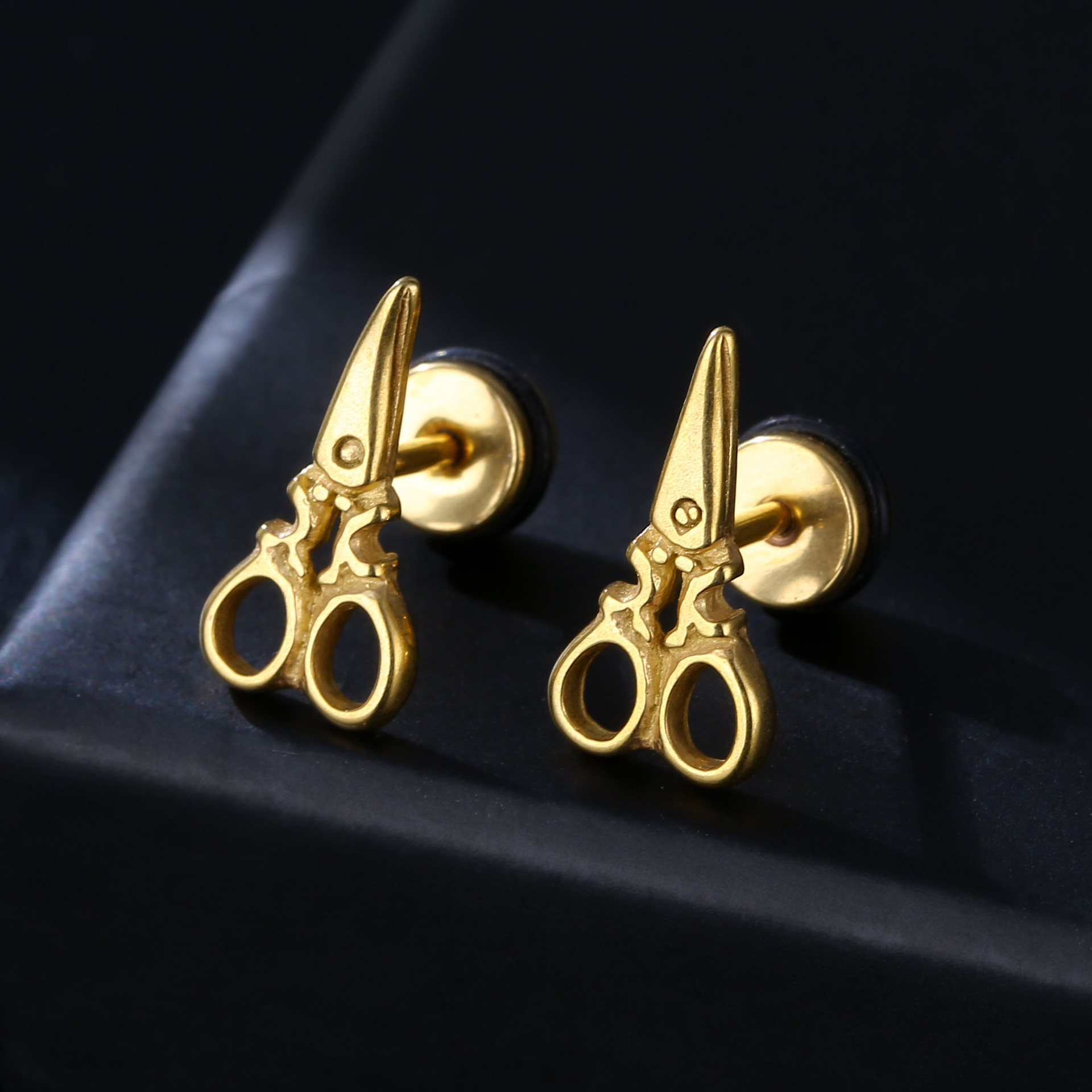 欧美个性剪刀铸造不锈钢男士嘻哈耳环潮流ebay速卖通爆款耳钉批发细节图