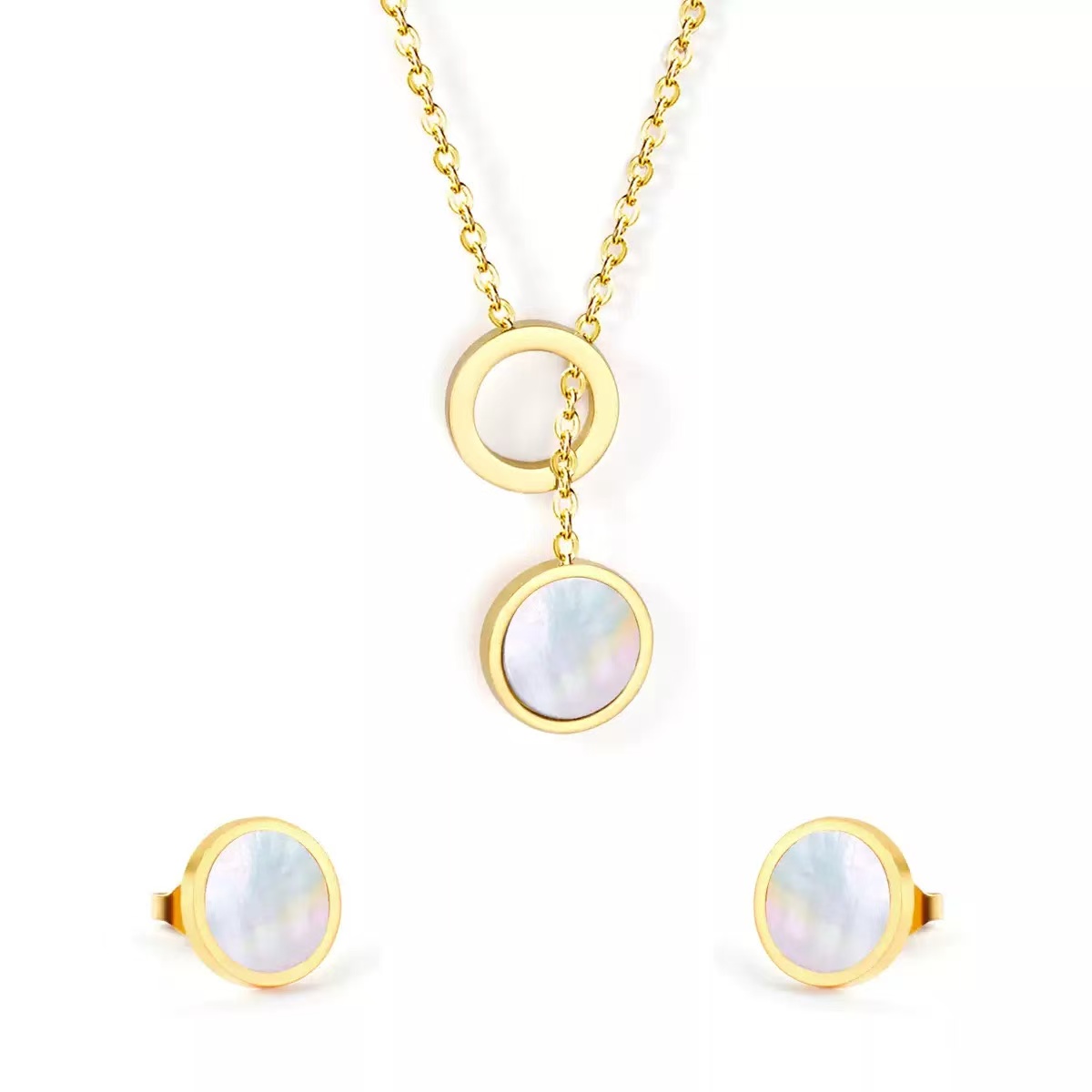 梦之涵饰品时尚爆款网络欧美出口铜镶镐 精美时尚真金耳环耳饰项链饰品套装耳环耳饰