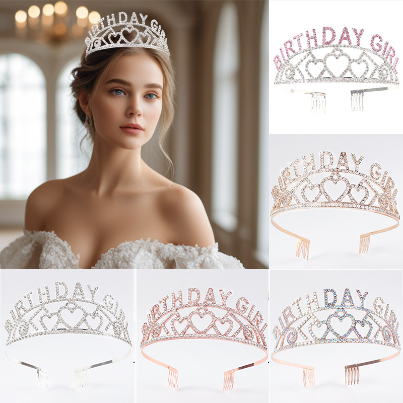欧美跨境crown 新款新娘珍珠皇冠发饰配件公主水晶皇冠头饰头箍