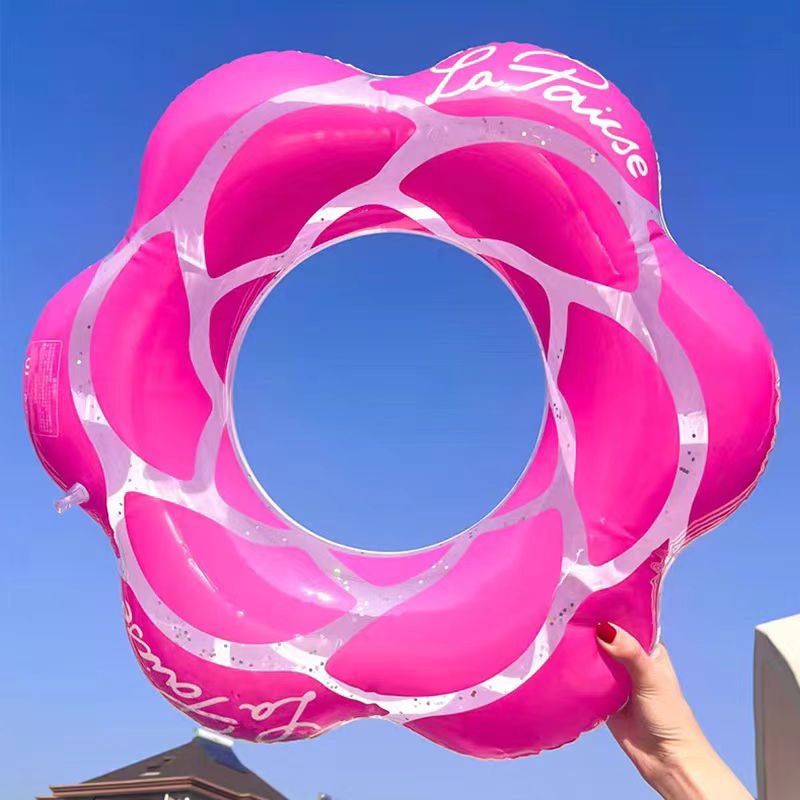 儿童加厚粉色亮片泳圈水上充气学生救生圈