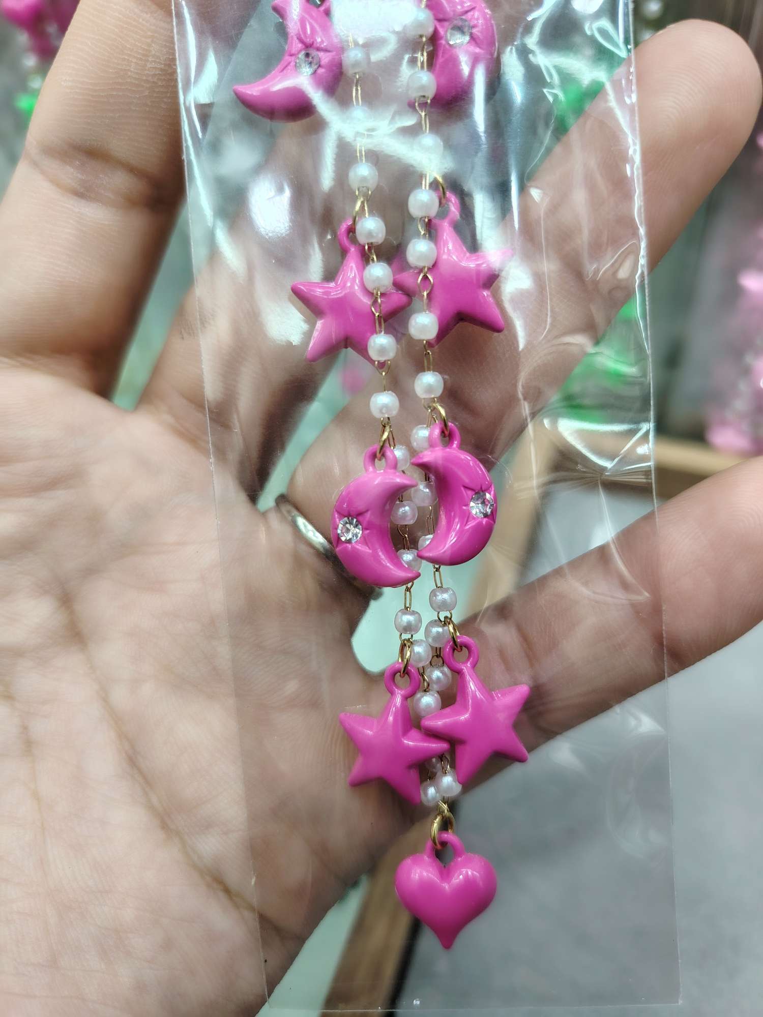 月亮星星多巴胺配色项链不锈钢项链产品图