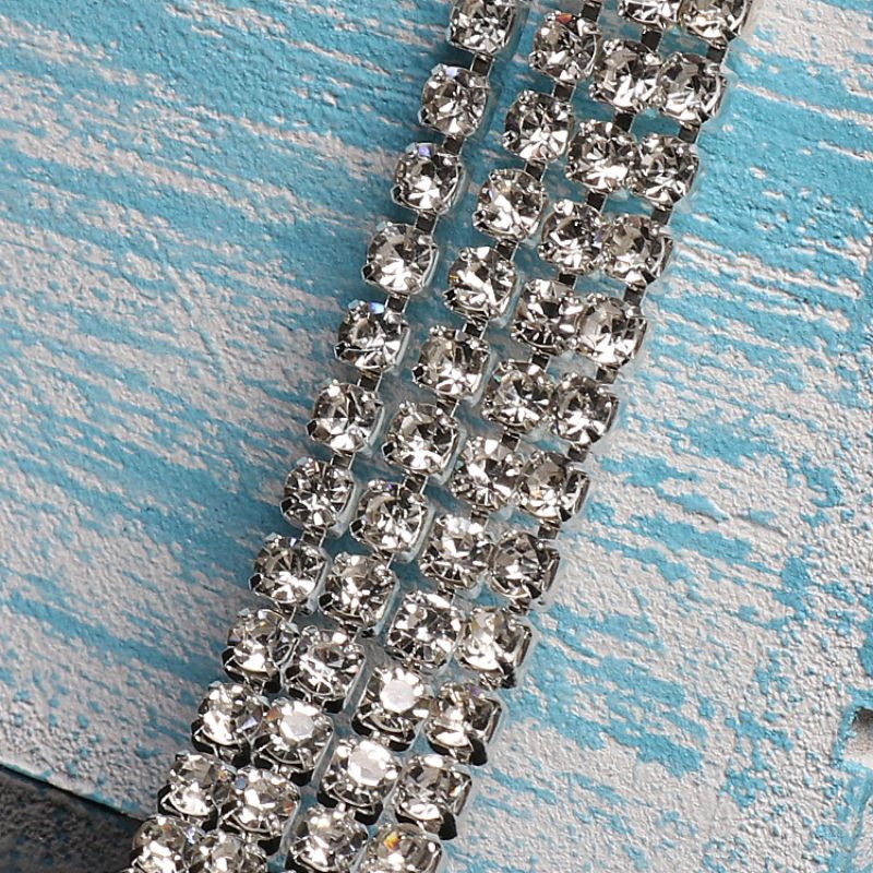 嘉蒙线钻2MM-4mm爪链水钻/金银底加密DIY/爪钻链条/爪链手机贴钻链批发