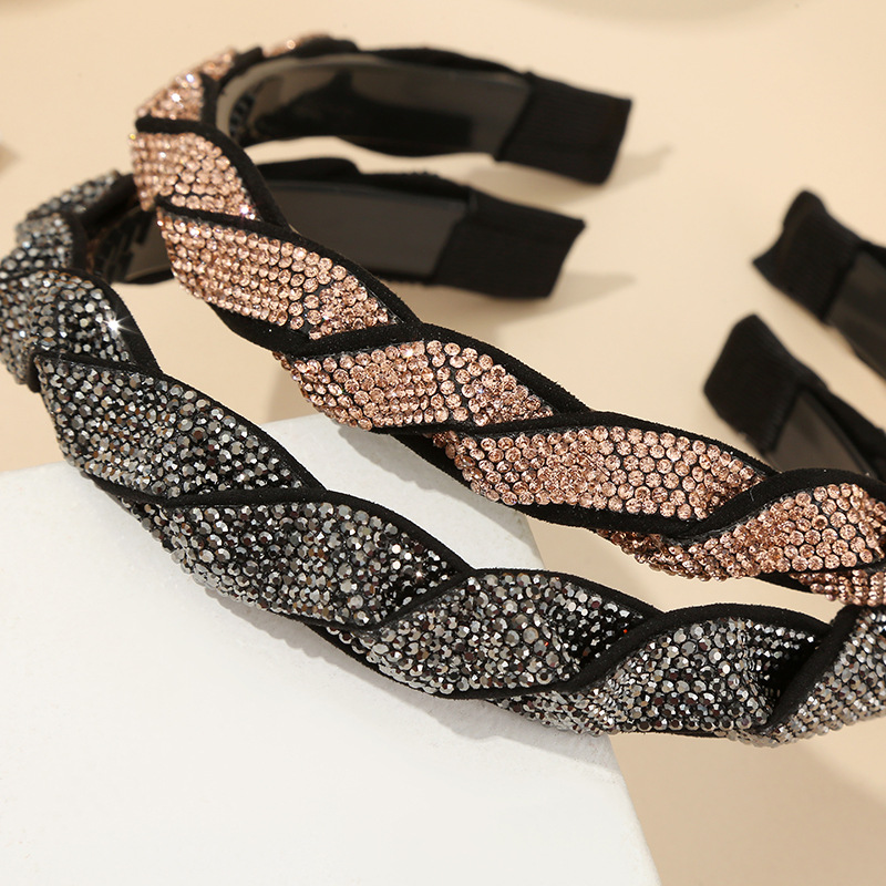 春季跨境新款发箍高颅顶发饰几何不规则水钻头箍天添